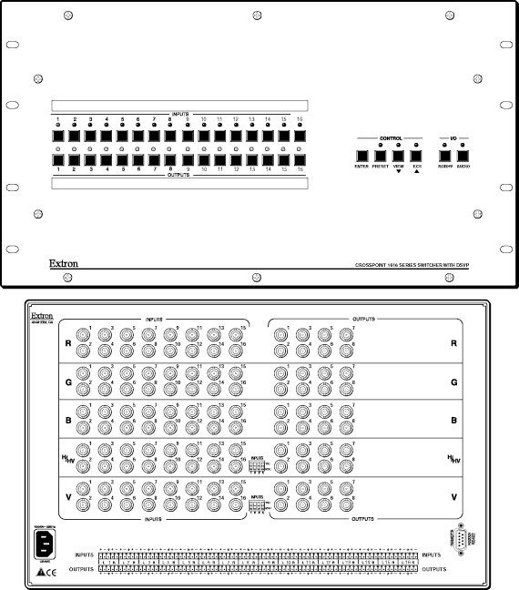 CrossPoint  168 Matrix Switchers Panel Drawing