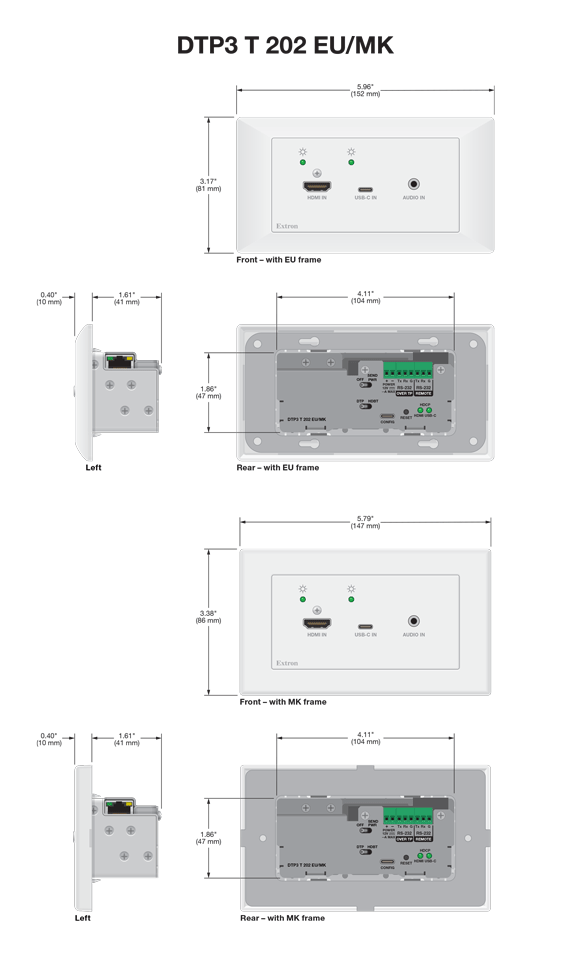 DTP3 T 202 EU/MK Panel Drawing