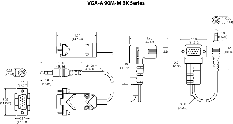 VGA-A 90M-M BK Panel Drawing