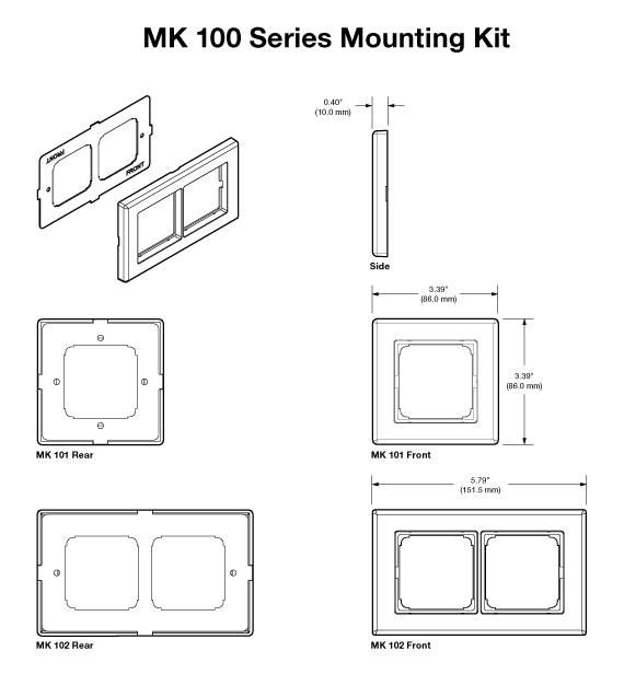 MK 100 Mounting Kit Series Panel Drawing