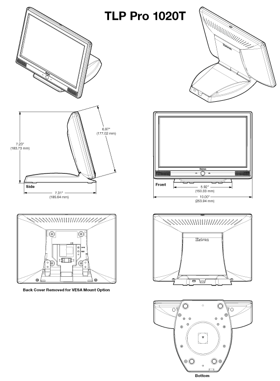 TLP Pro 1020T Panel Drawing