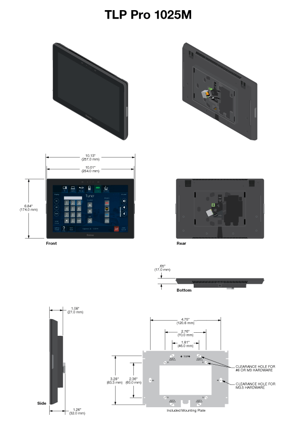 TLP Pro 1025M Panel Drawing