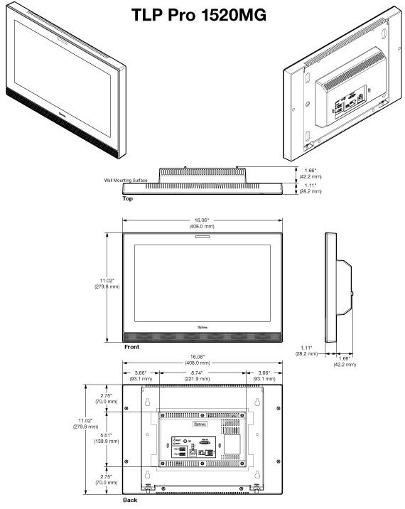 TLP Pro 1520MG Panel Drawing