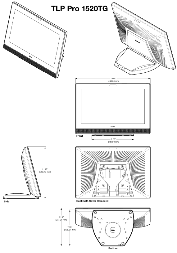 TLP Pro 1520TG Panel Drawing