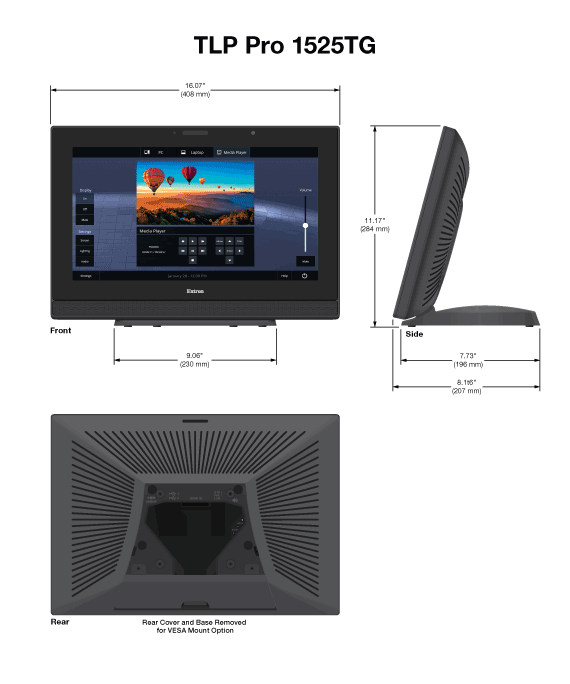 TLP Pro 1525TG Panel Drawing