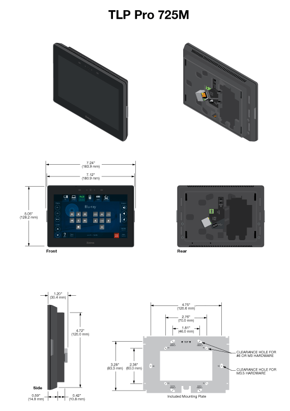 TLP Pro 725M Panel Drawing