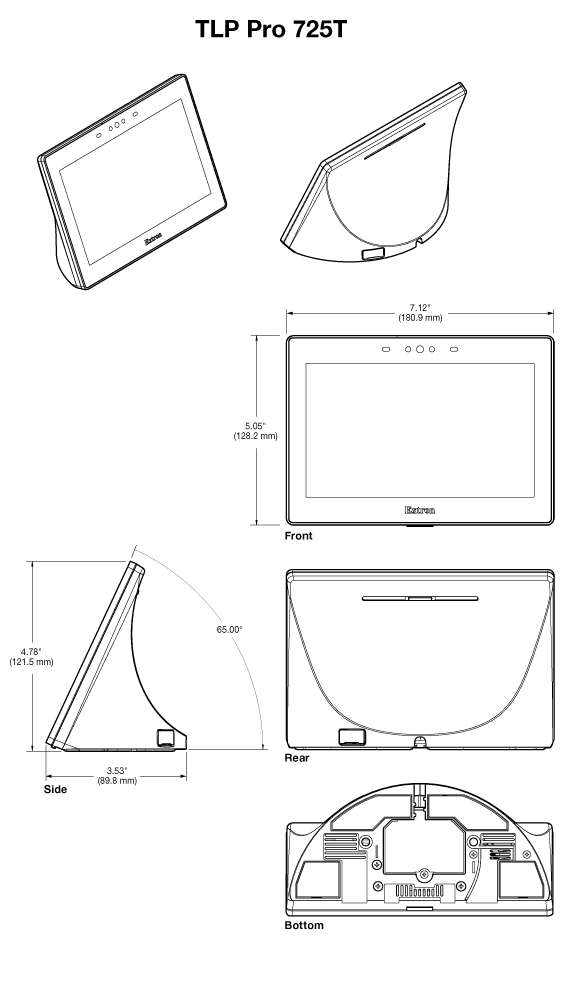 TLP Pro 725T Panel Drawing