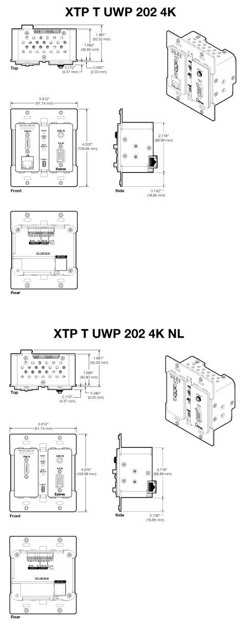 XTP T UWP 202 4K Panel Drawing