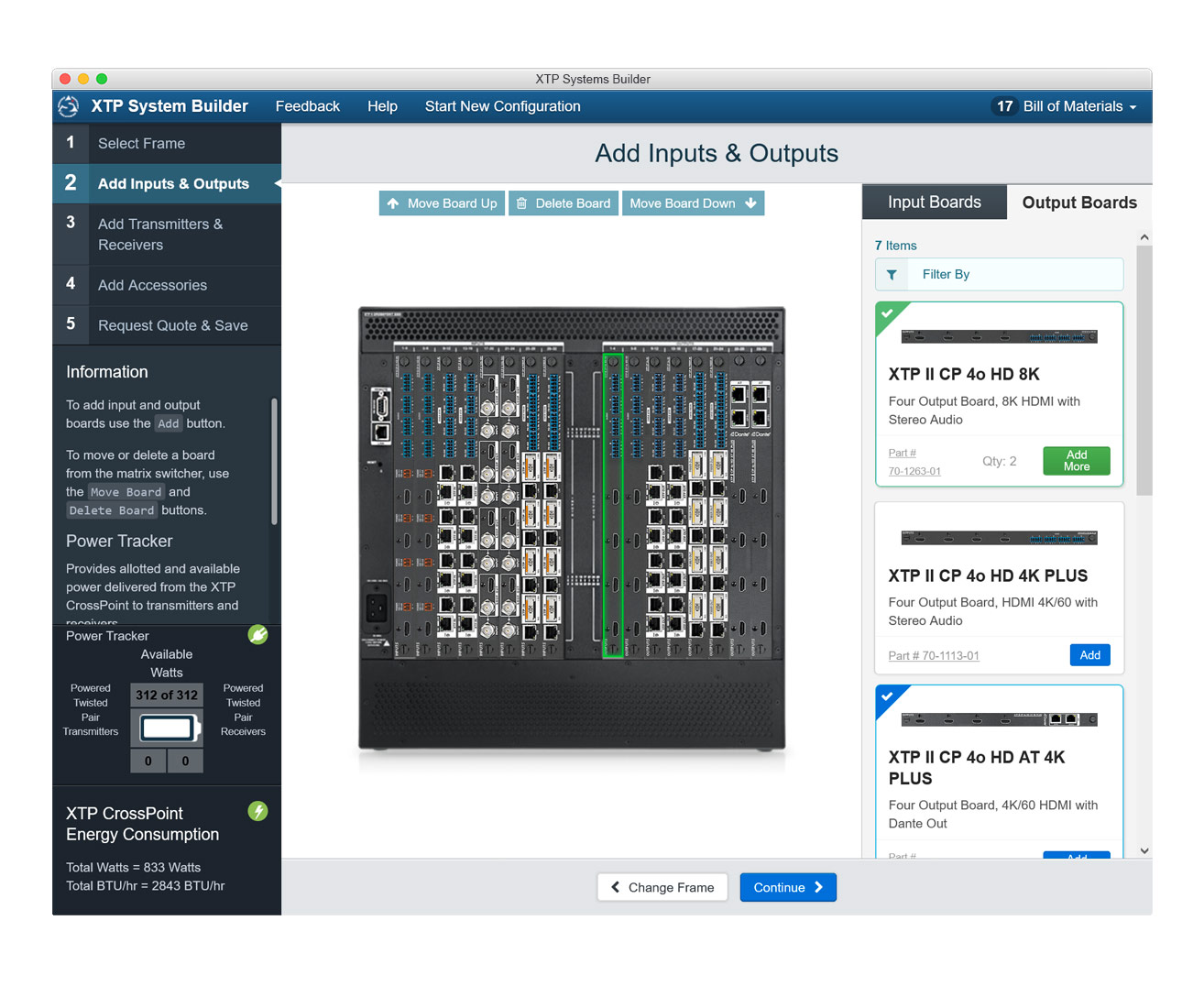 Add input and output boards to customize your XTP CrossPoint Switcher.